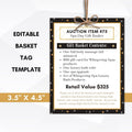 silent auction fundraiser tag template